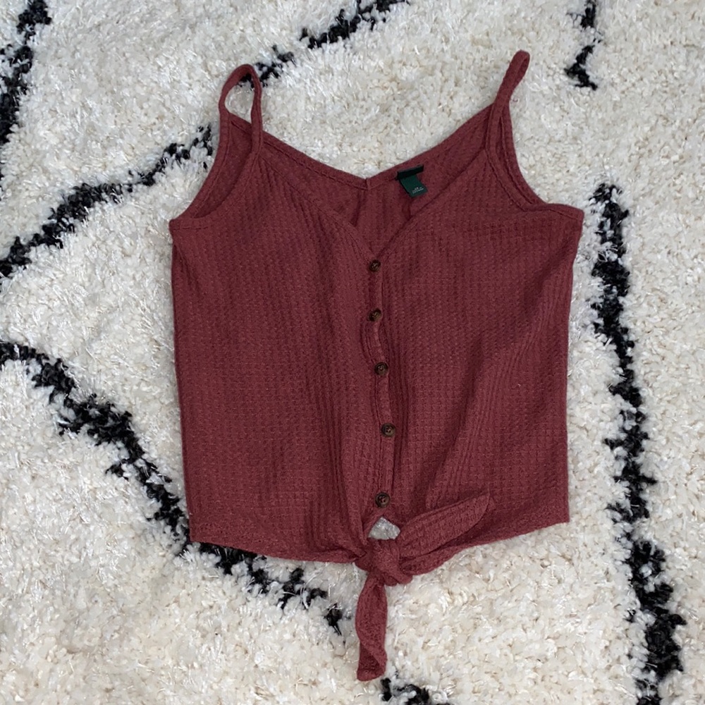Pink tank top.